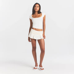 COTTON JERSEY SCOOP NECK T-SHIRT | MARBLE