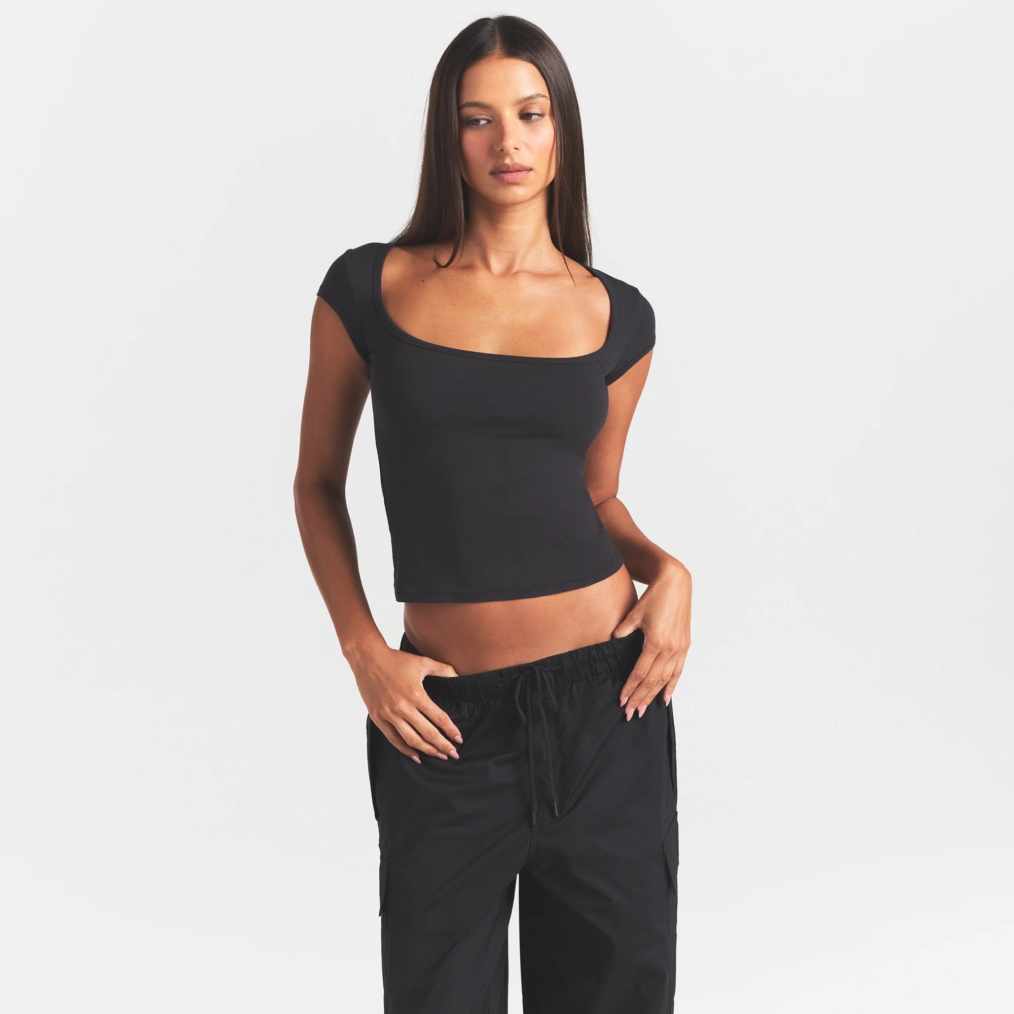 COTTON JERSEY SCOOP NECK T-SHIRT | SOOT