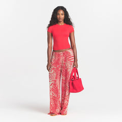 SHEER RIB T-SHIRT | CARMINE