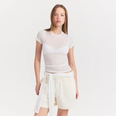 SHEER RIB T-SHIRT | SNOW