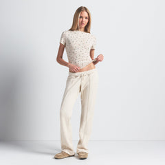 COTTON JERSEY T-SHIRT | OATMEAL HEATHER HOLLY PRINT