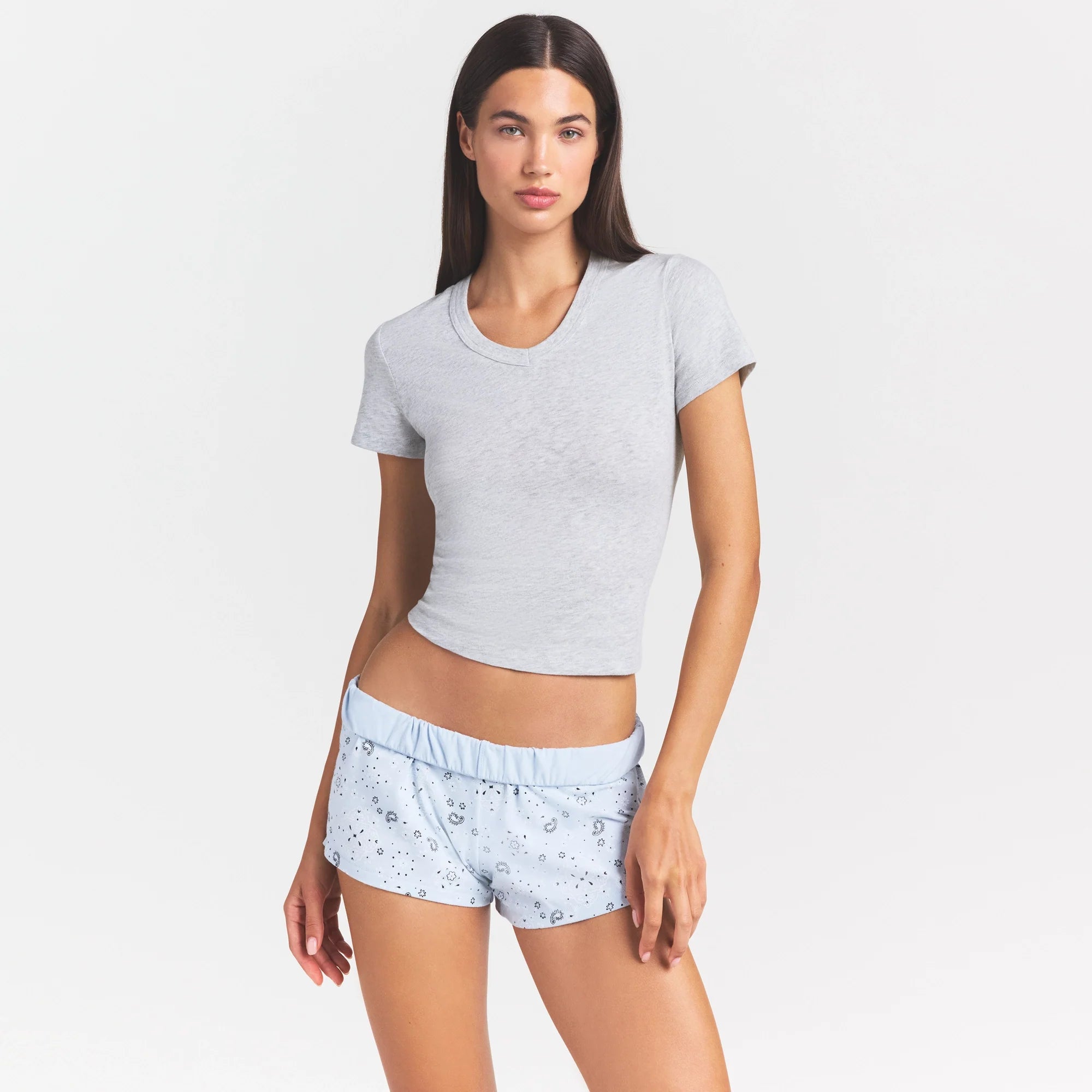 WORN IN JERSEY BABY V NECK TEE | LIGHT HEATHER GREY