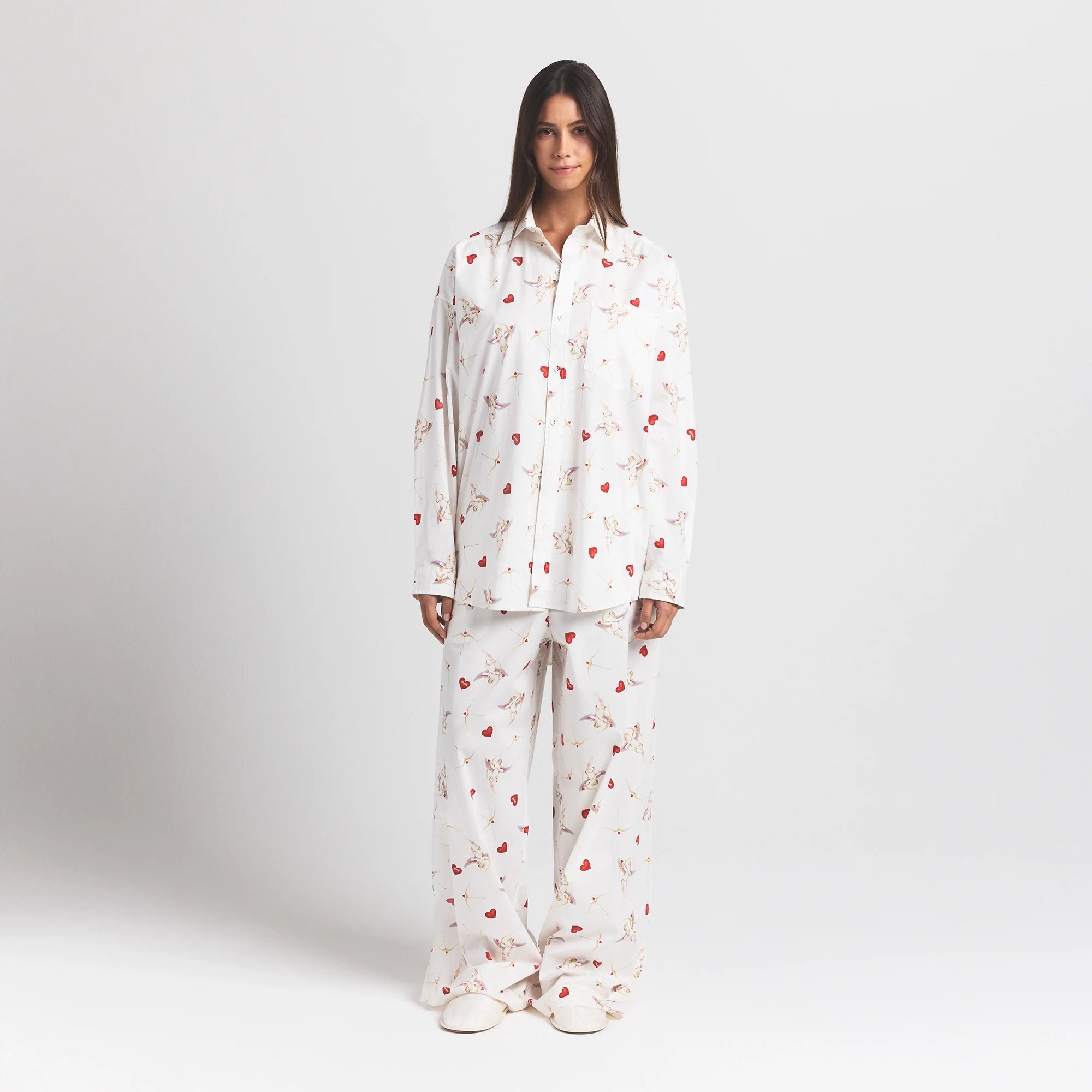 COTTON POPLIN OVERSIZED SLEEP SET | MARBLE CHERUB PRINT