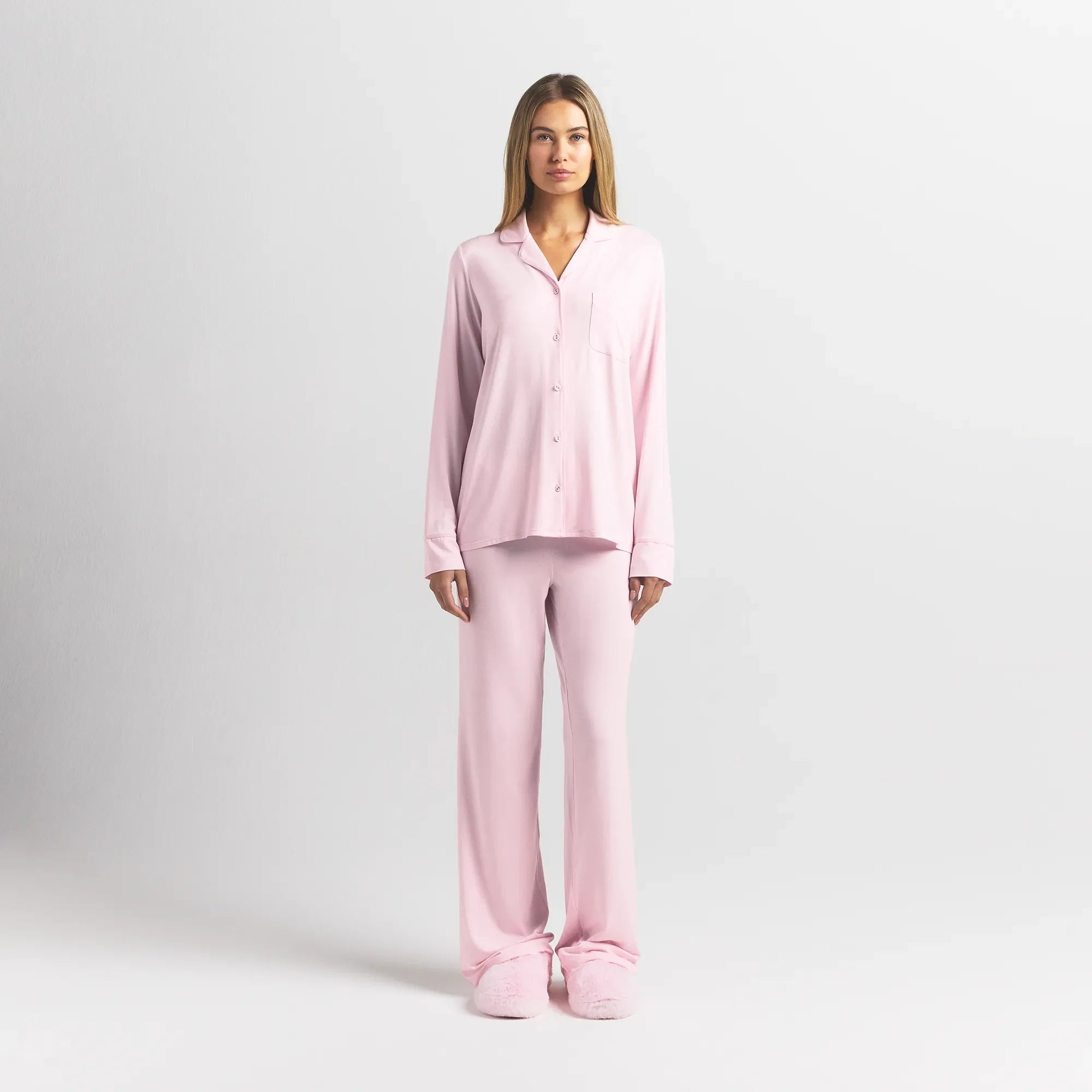 SKIMS SLEEP LONG SLEEVE BUTTON UP SET | BLOOM