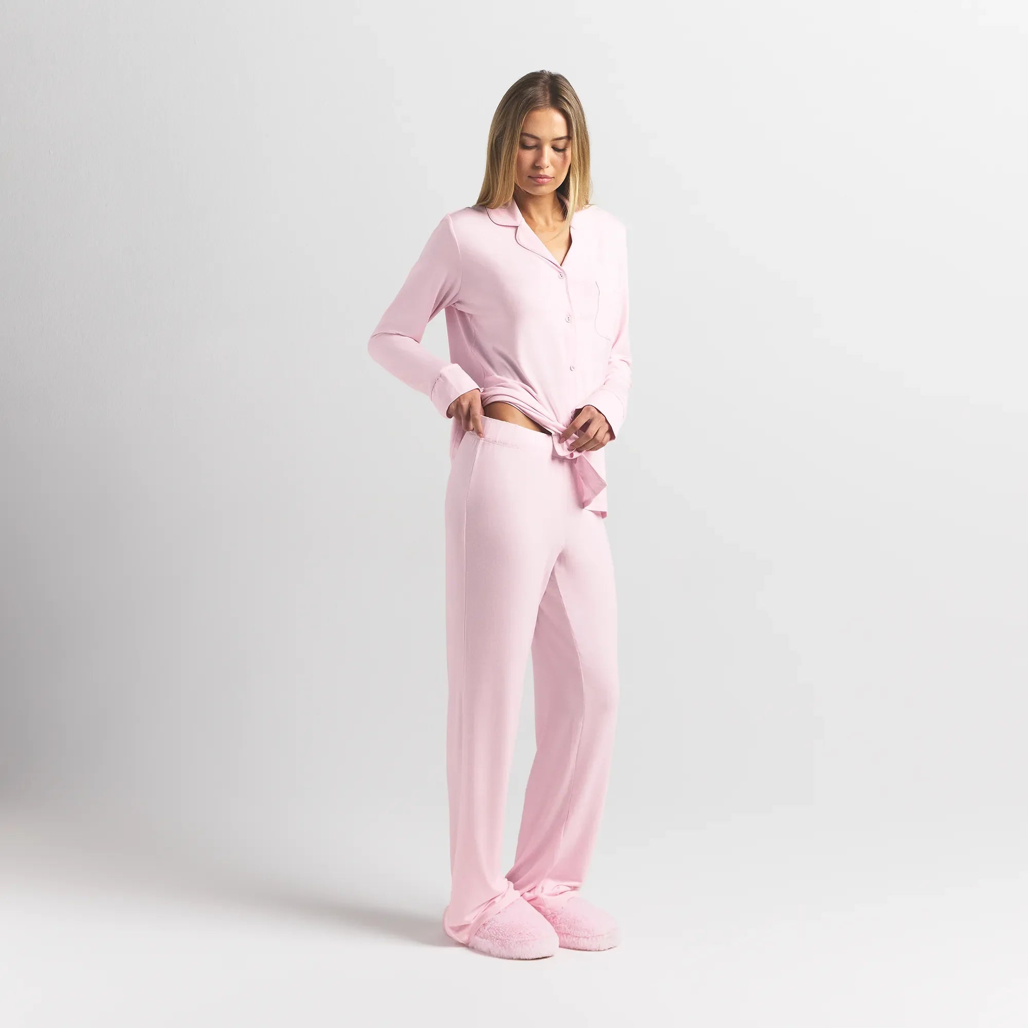 SKIMS SLEEP LONG SLEEVE BUTTON UP SET | BLOOM