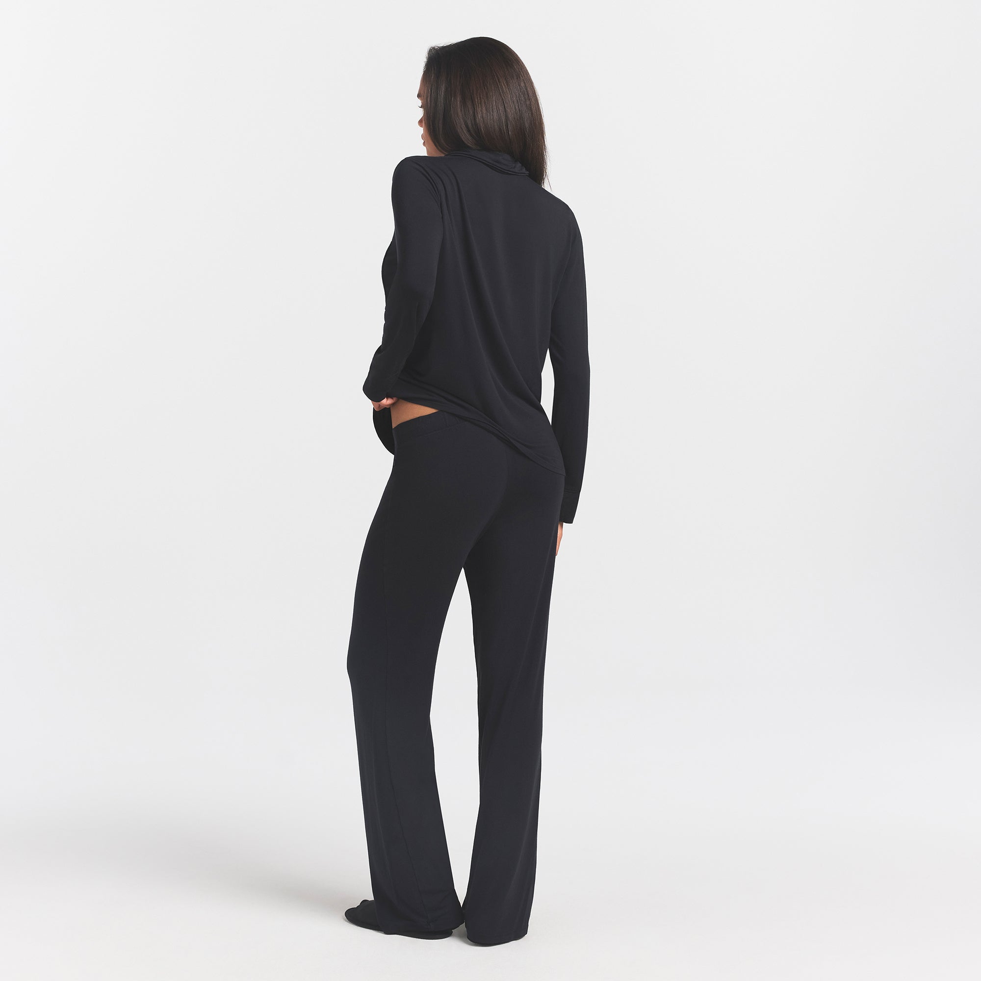 SKIMS SLEEP LONG SLEEVE BUTTON UP SET | ONYX