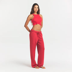 COTTON FLEECE CLASSIC STRAIGHT LEG PANT | WASHED RED