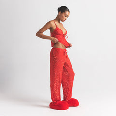 SHEER VELVET CAMI AND PANT SET | RUBY