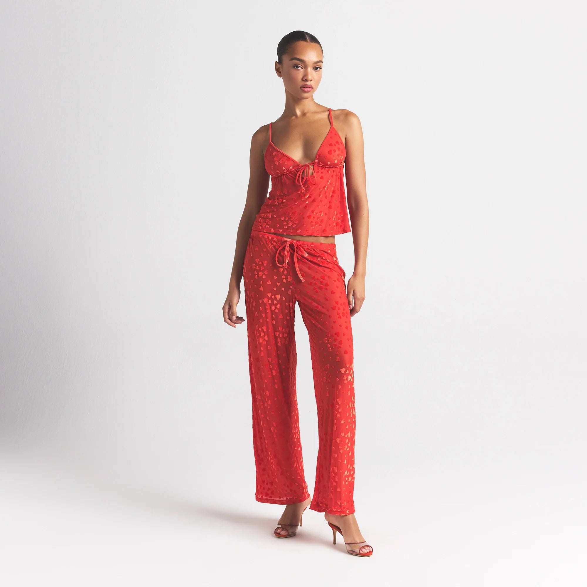 SHEER VELVET CAMI AND PANT SET | RUBY
