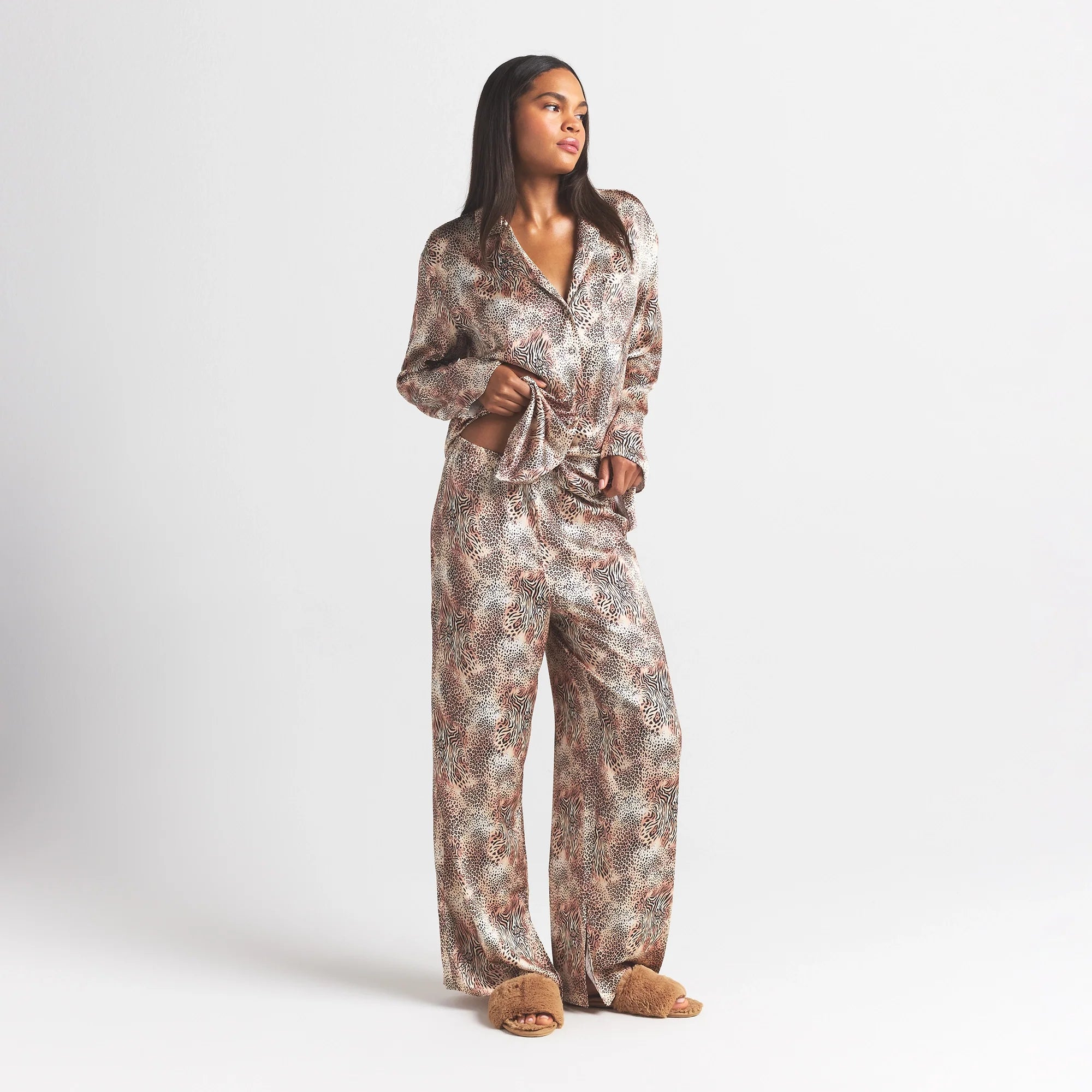 WOVEN SHINE LONG SLEEP SET | SAND MINI MULTI ANIMAL