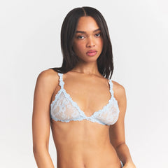 STRETCH LACE TRIANGLE BRALETTE | POWDER BLUE