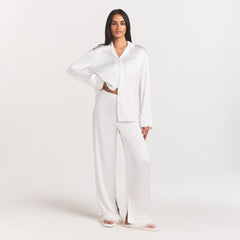 WOVEN SHINE LONG SLEEP SET | IVORY