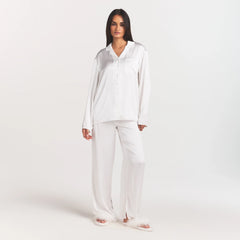 WOVEN SHINE LONG SLEEP SET | IVORY