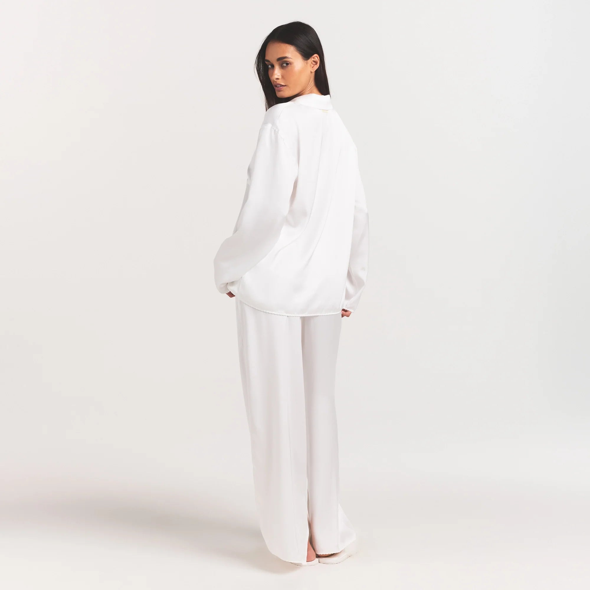 WOVEN SHINE LONG SLEEP SET | IVORY