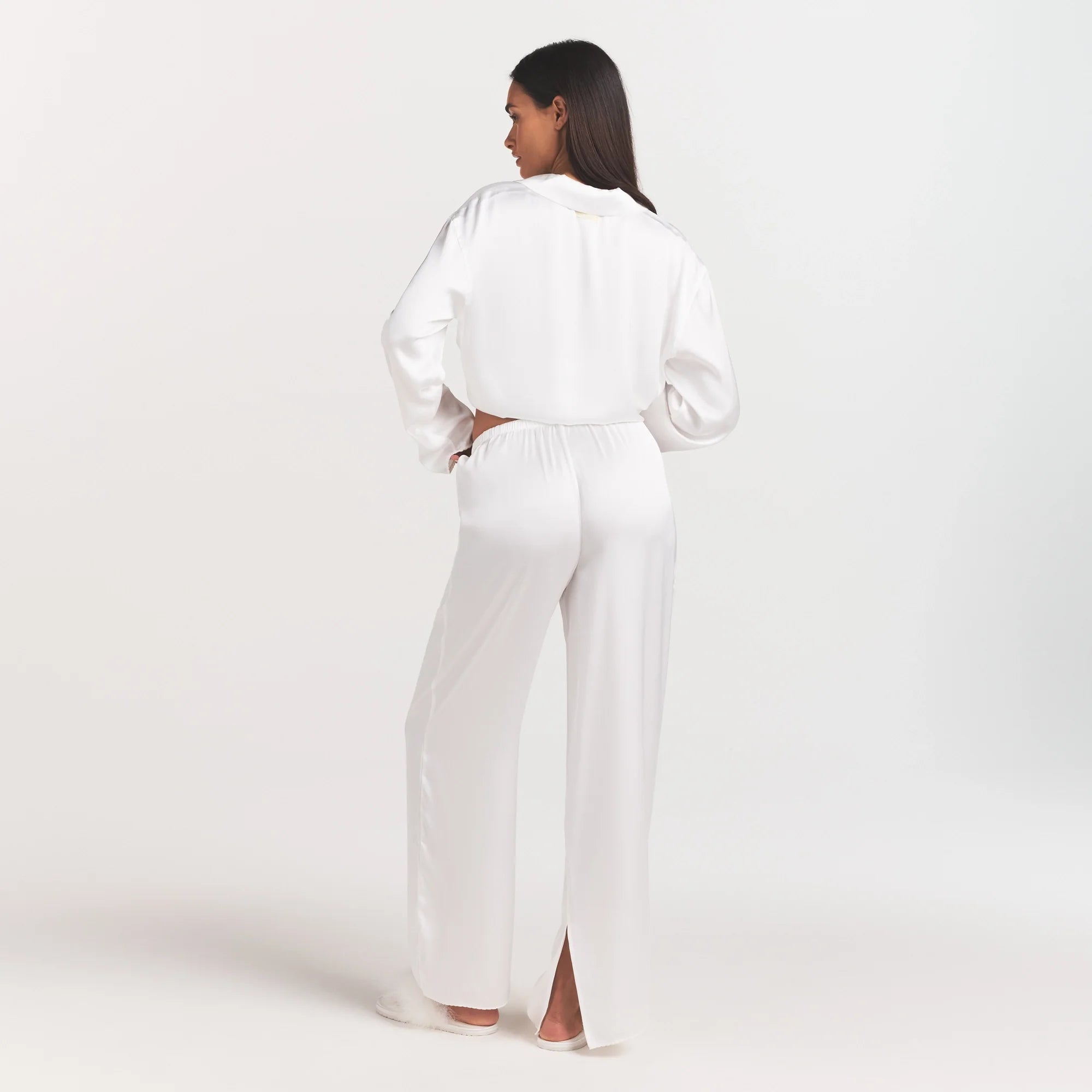 WOVEN SHINE LONG SLEEP SET | IVORY