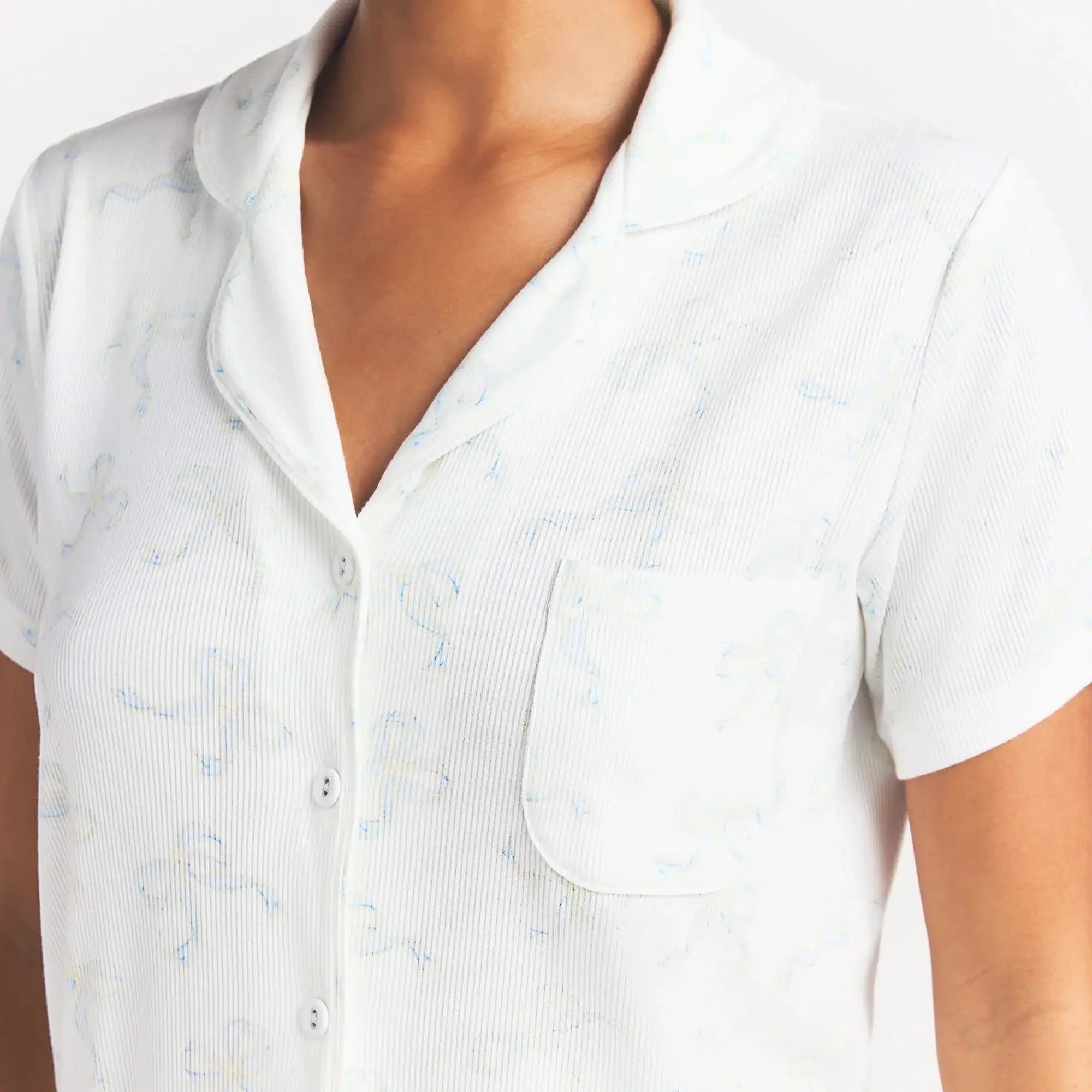 SOFT LOUNGE SHORT SLEEP SET | IVORY PEARL BOWS PRINT