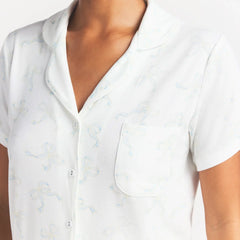 SOFT LOUNGE SHORT SLEEP SET | IVORY PEARL BOWS PRINT