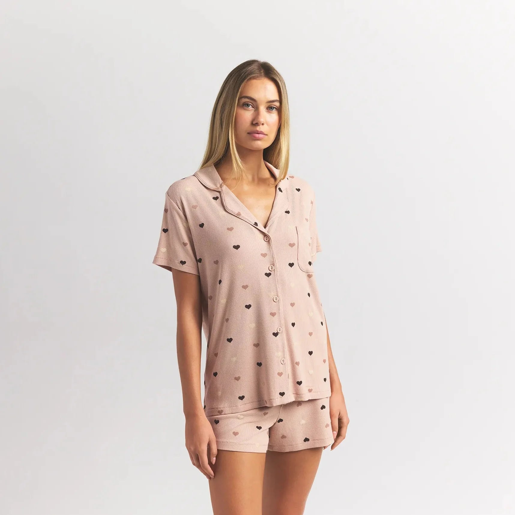 SOFT LOUNGE SHORT SLEEP SET | MICA MINI HEART HALFDROP