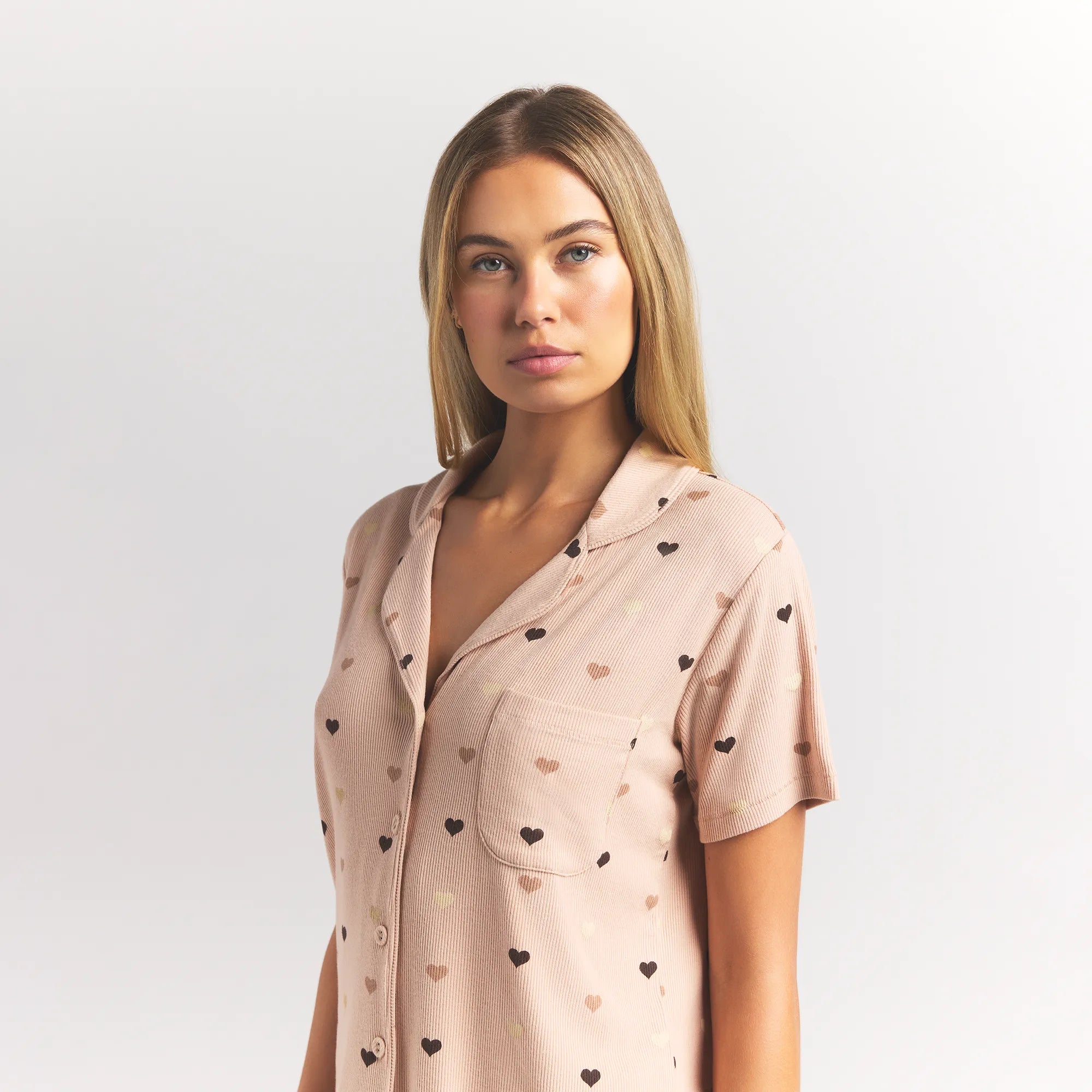 SOFT LOUNGE SHORT SLEEP SET | MICA MINI HEART HALFDROP