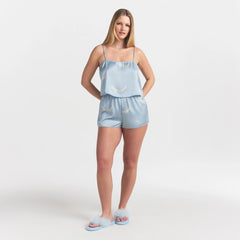 WOVEN SHINE CAMI AND SHORT SLEEP SET | AERO WING HEARTS PRINT