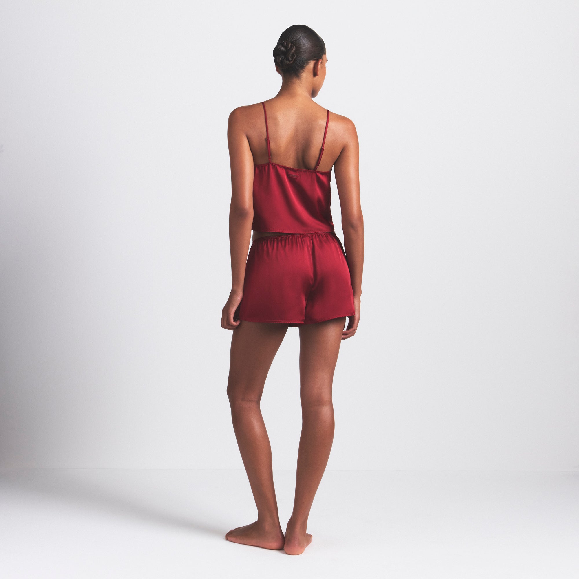 WOVEN SHINE CAMI AND SHORT SLEEP SET | BRICK