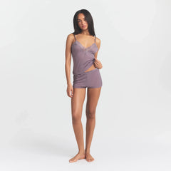 SHEER RIB LACE CAMI AND SHORT SET | ZINC