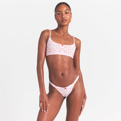 LIGHTWEIGHT COTTON LOGO PICOT THONG | BABY PINK ARROWED HEARTS