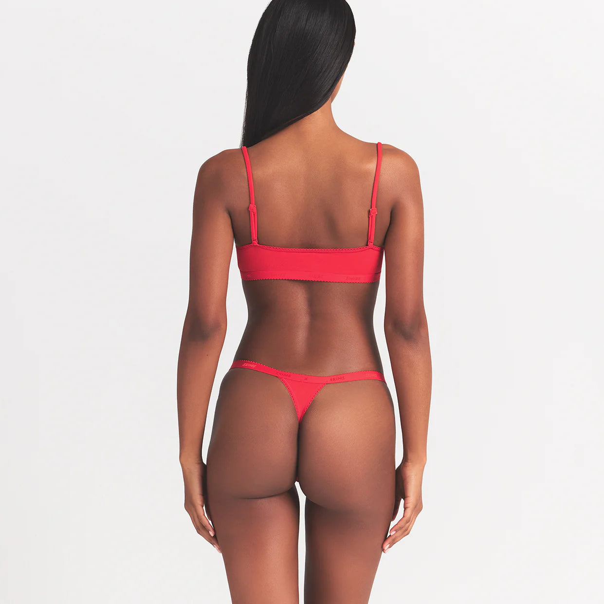LIGHTWEIGHT COTTON LOGO PICOT THONG | RUBY TONAL