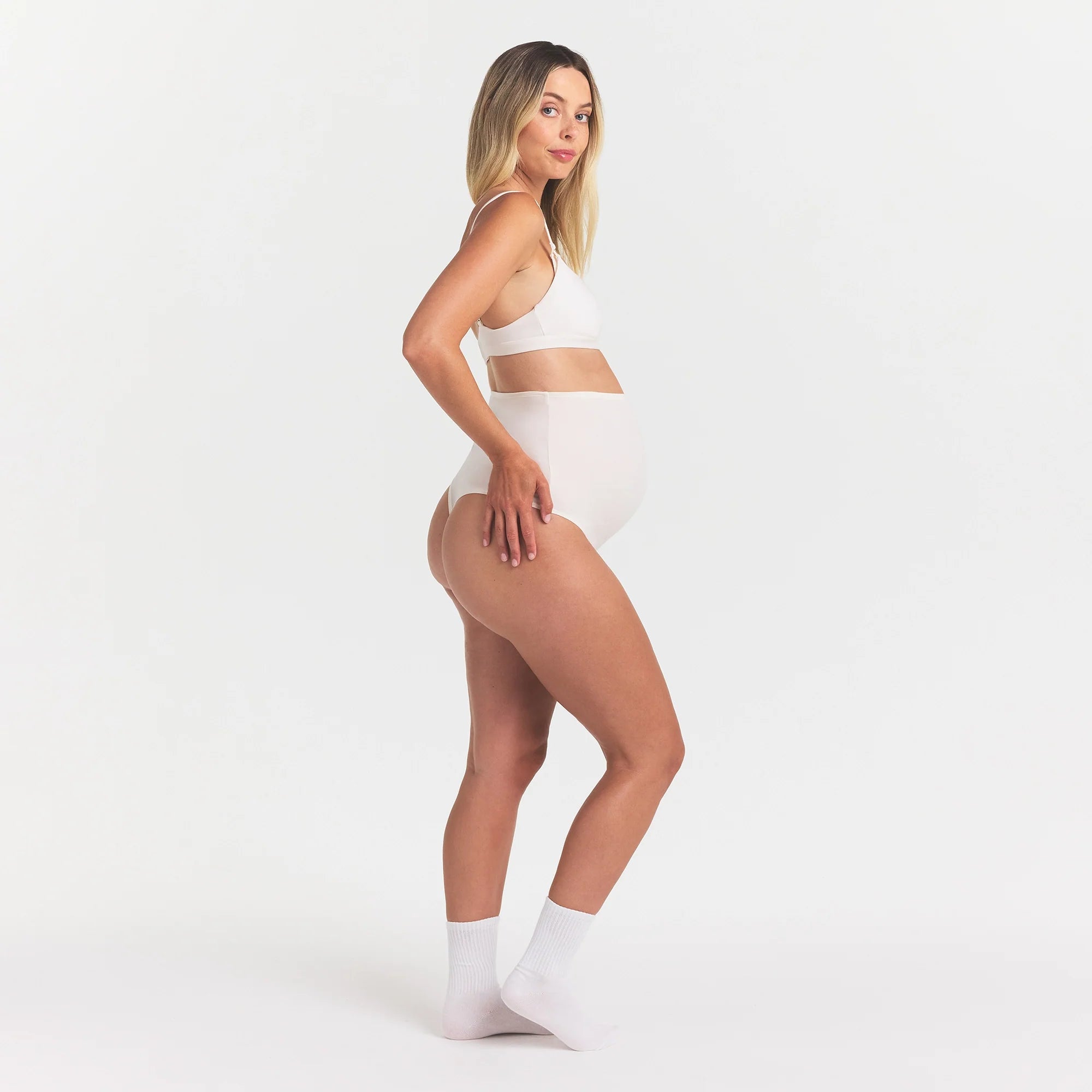 COTTON JERSEY MATERNITY HIGH-WAISTED THONG | MARBLE