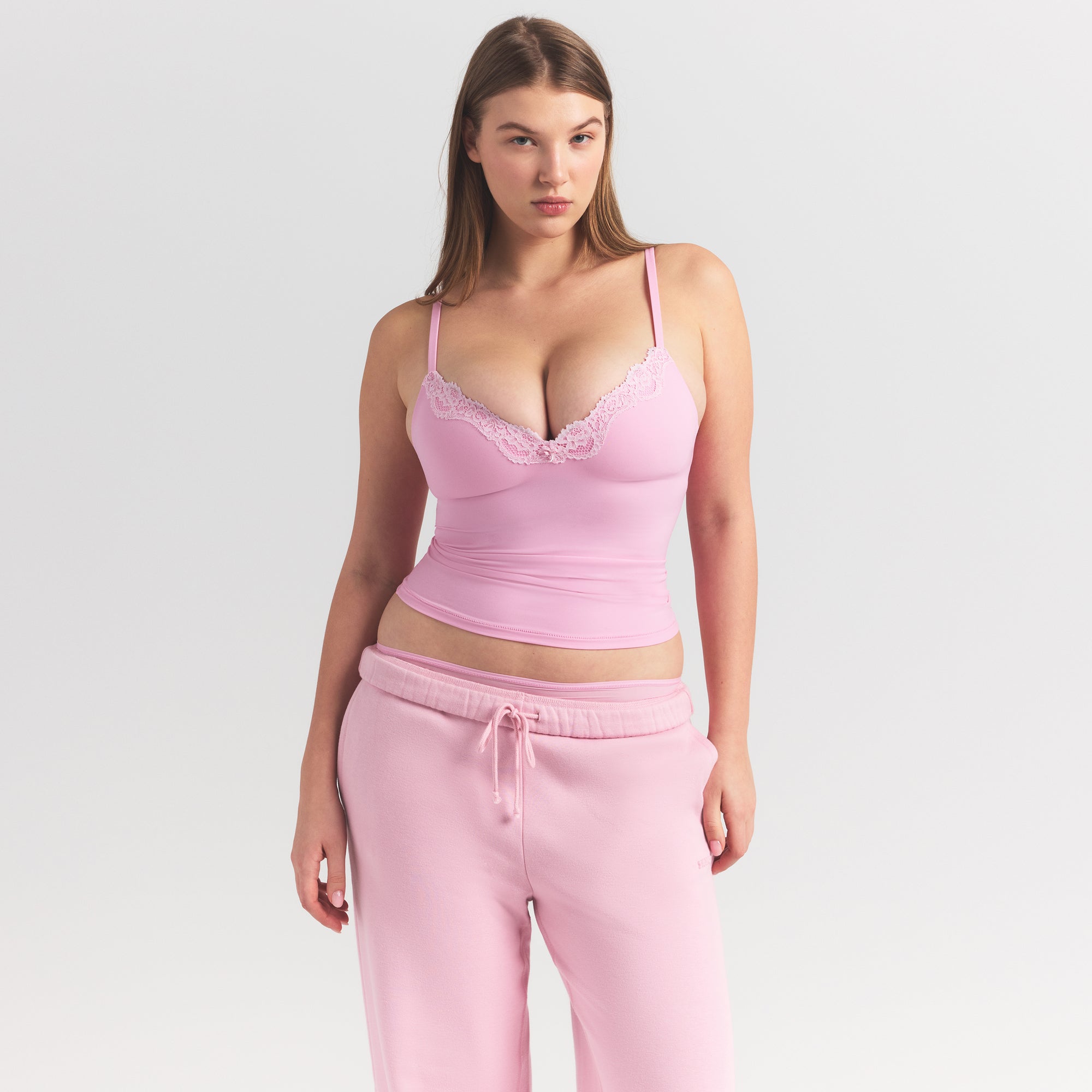FITS EVERYBODY LACE PUSH-UP CAMI | BUBBLE GUM TONAL