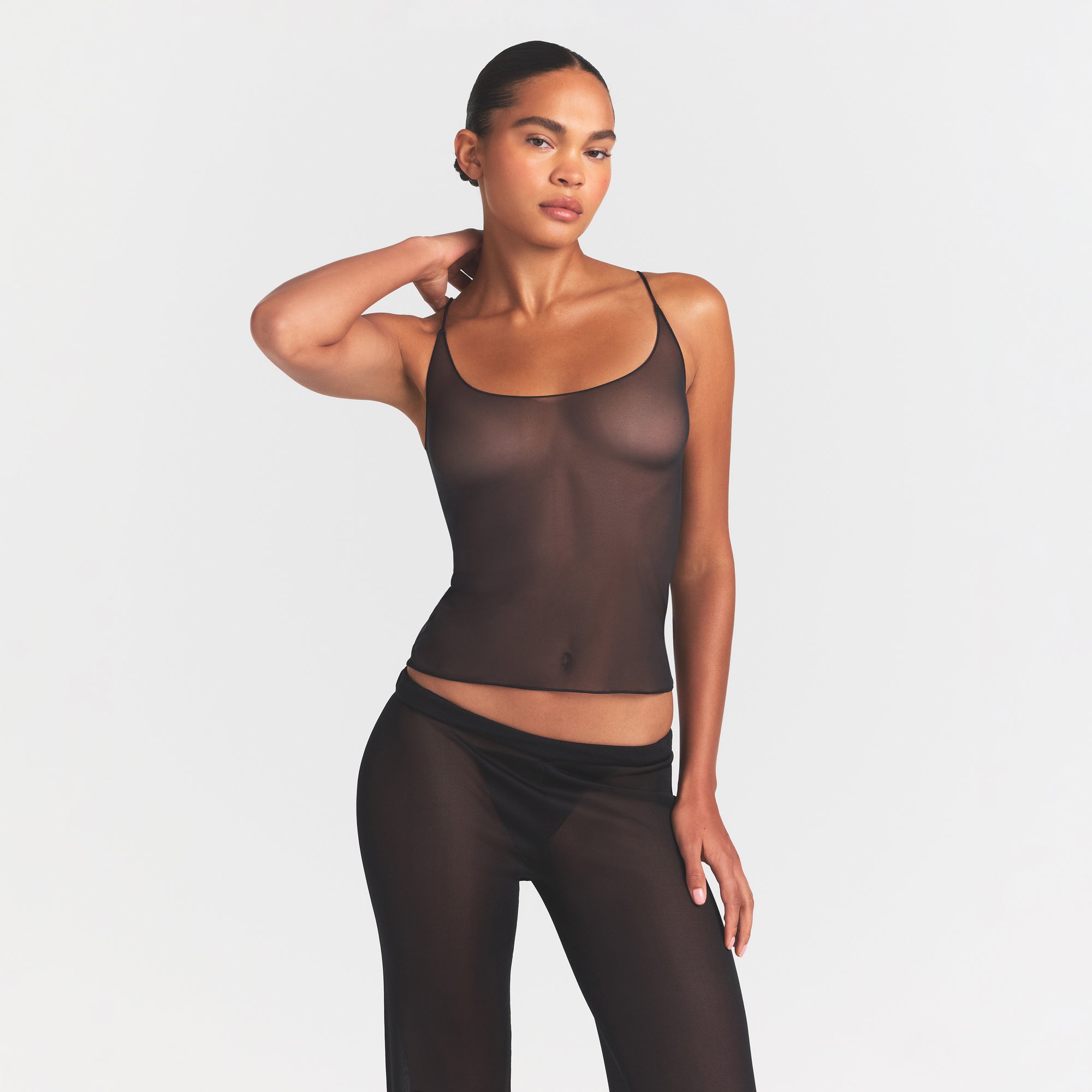 ULTRA FINE MESH CAMI | OBSIDIAN