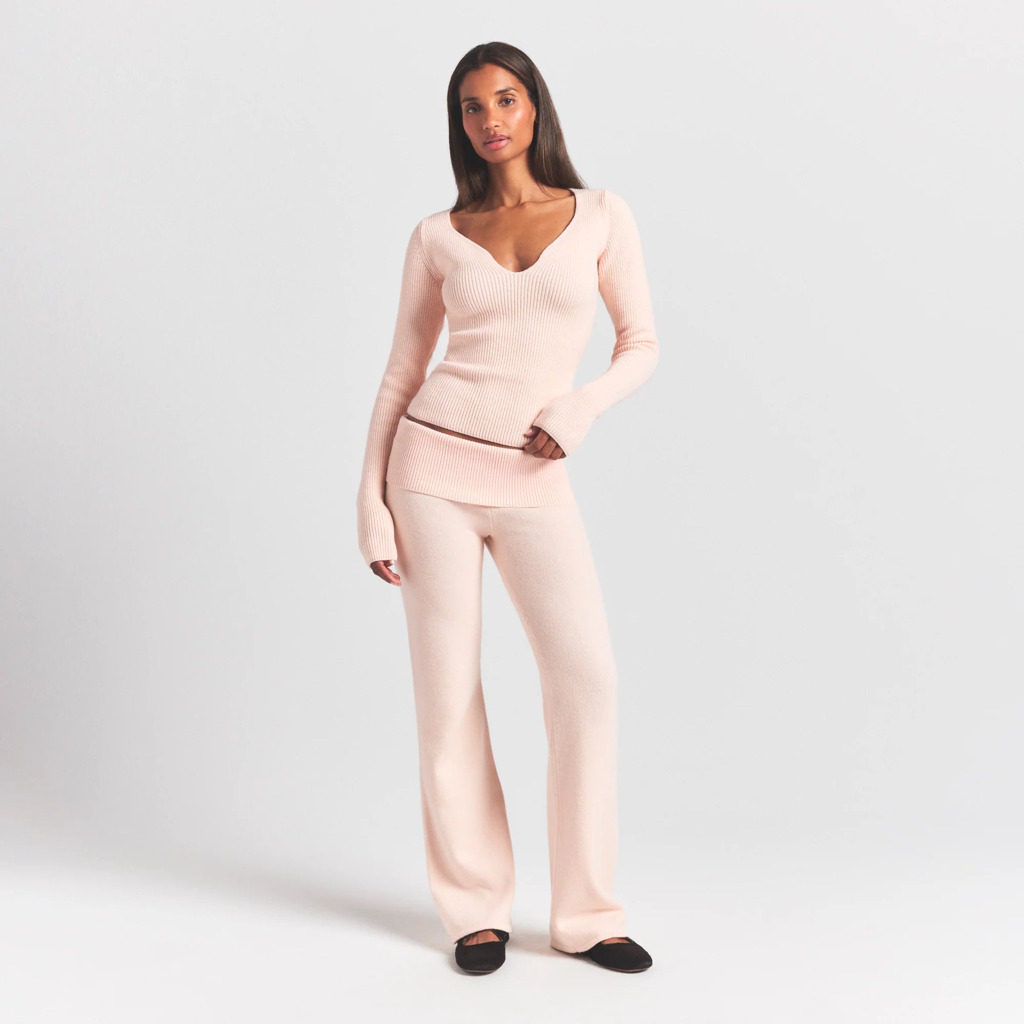 SWEATER KNITS RIBBED LONG SLEEVE TOP | PRIMROSE