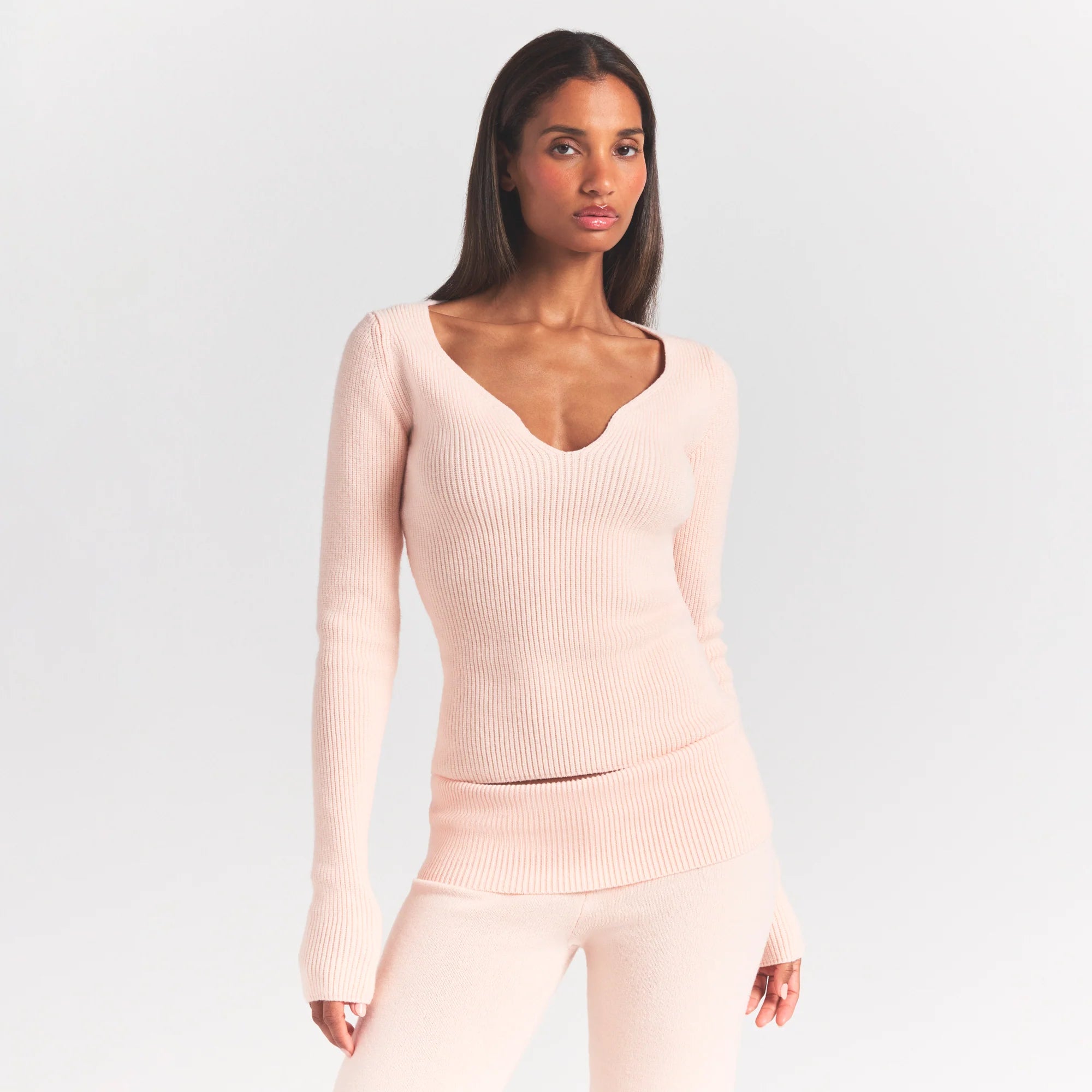 SWEATER KNITS RIBBED LONG SLEEVE TOP | PRIMROSE