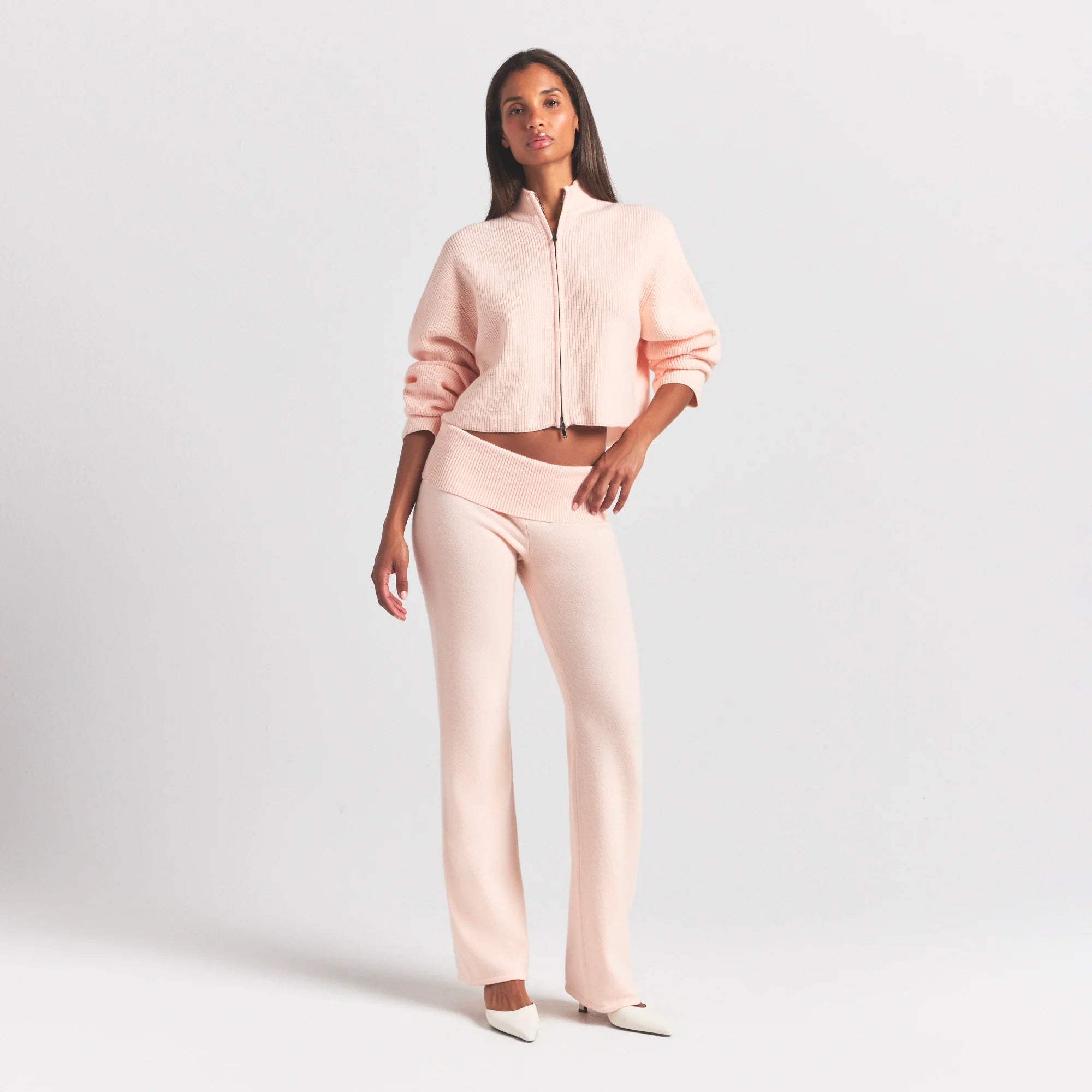 SWEATER KNITS RIBBED MOCK NECK ZIP UP | PRIMROSE