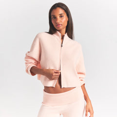 SWEATER KNITS RIBBED MOCK NECK ZIP UP | PRIMROSE