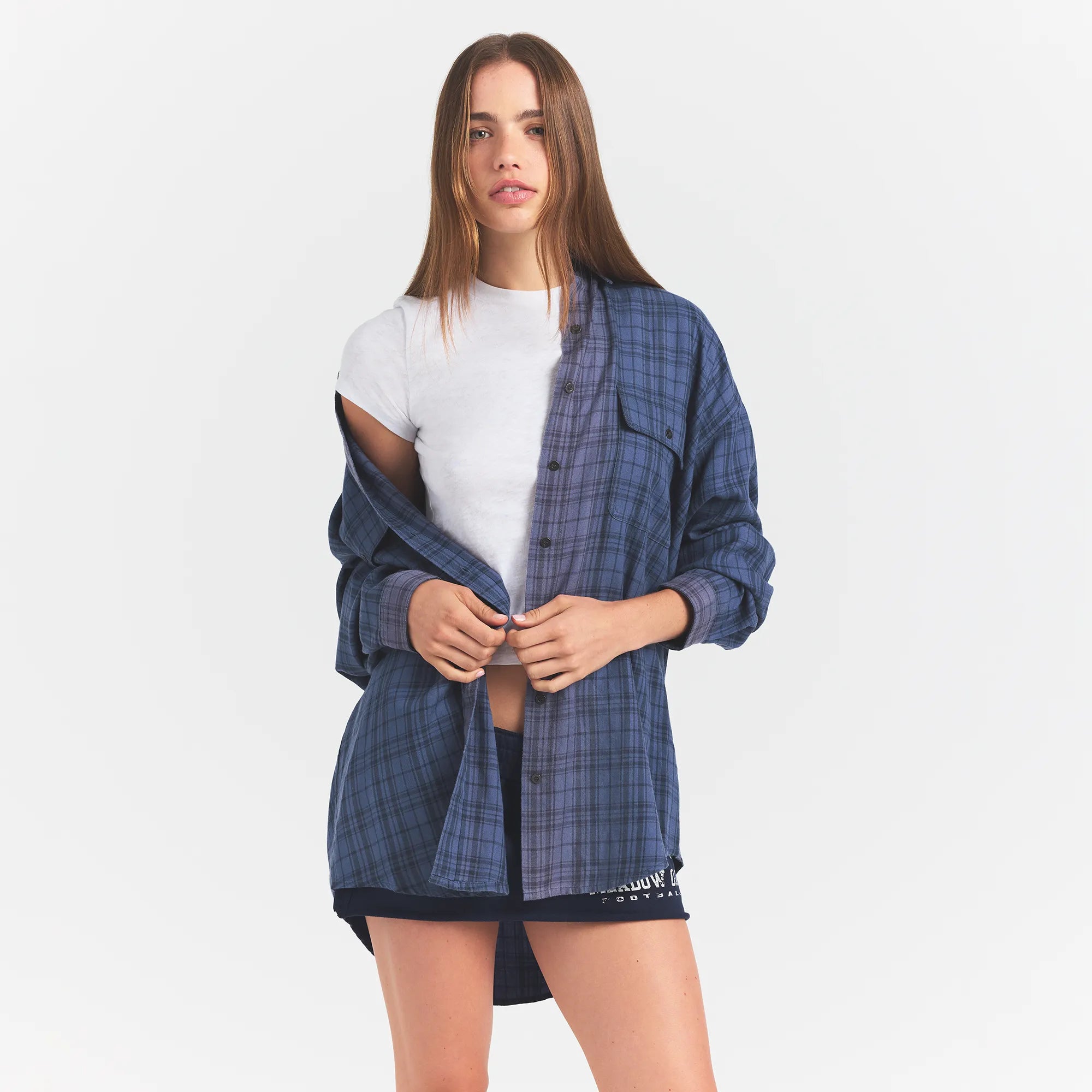 WASHED FLANNEL OVERSIZED SHIRT | GRAPHITE PLAID