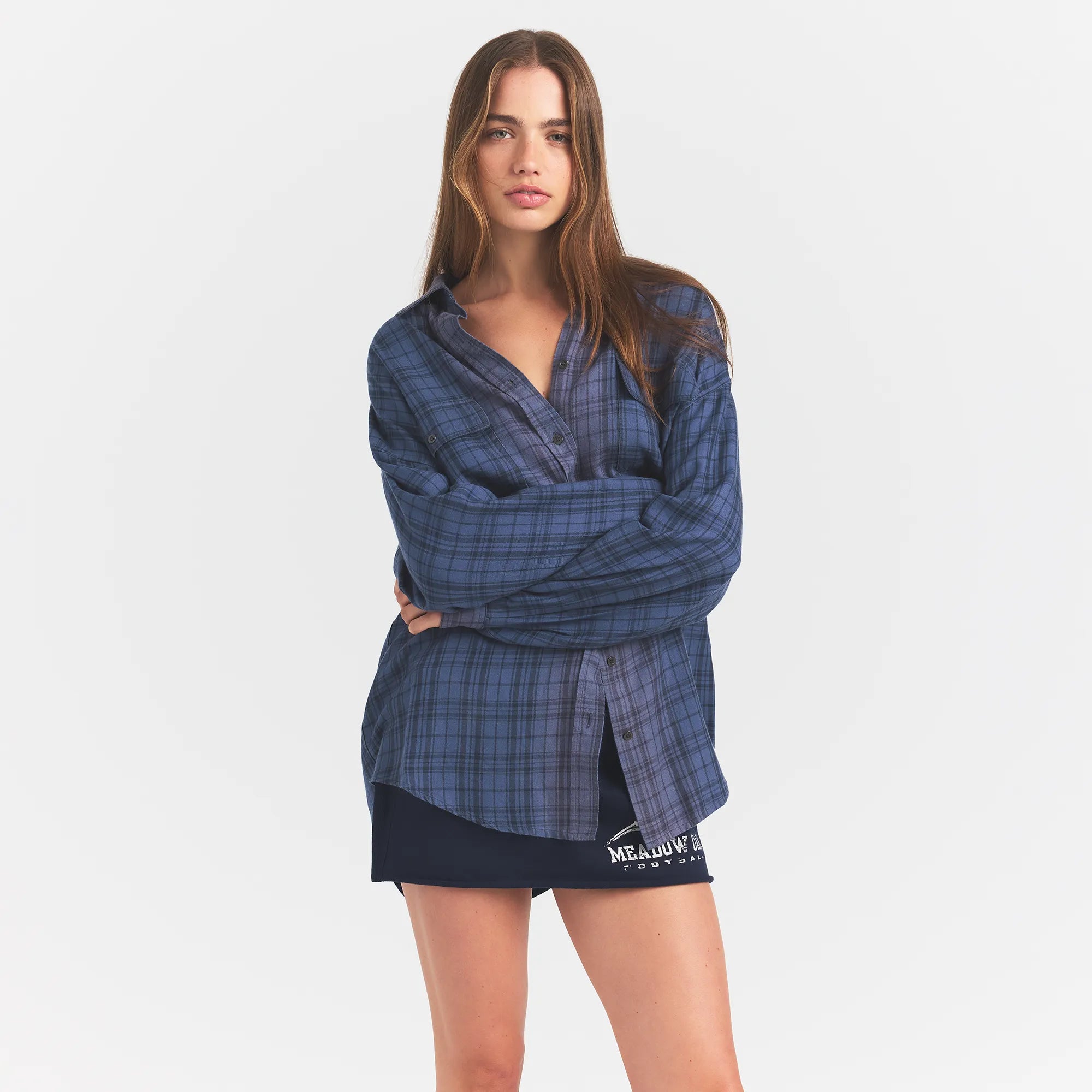 WASHED FLANNEL OVERSIZED SHIRT | GRAPHITE PLAID