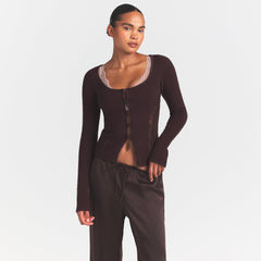 LACE KNIT LONG SLEEVE CARDIGAN | PHOENIX