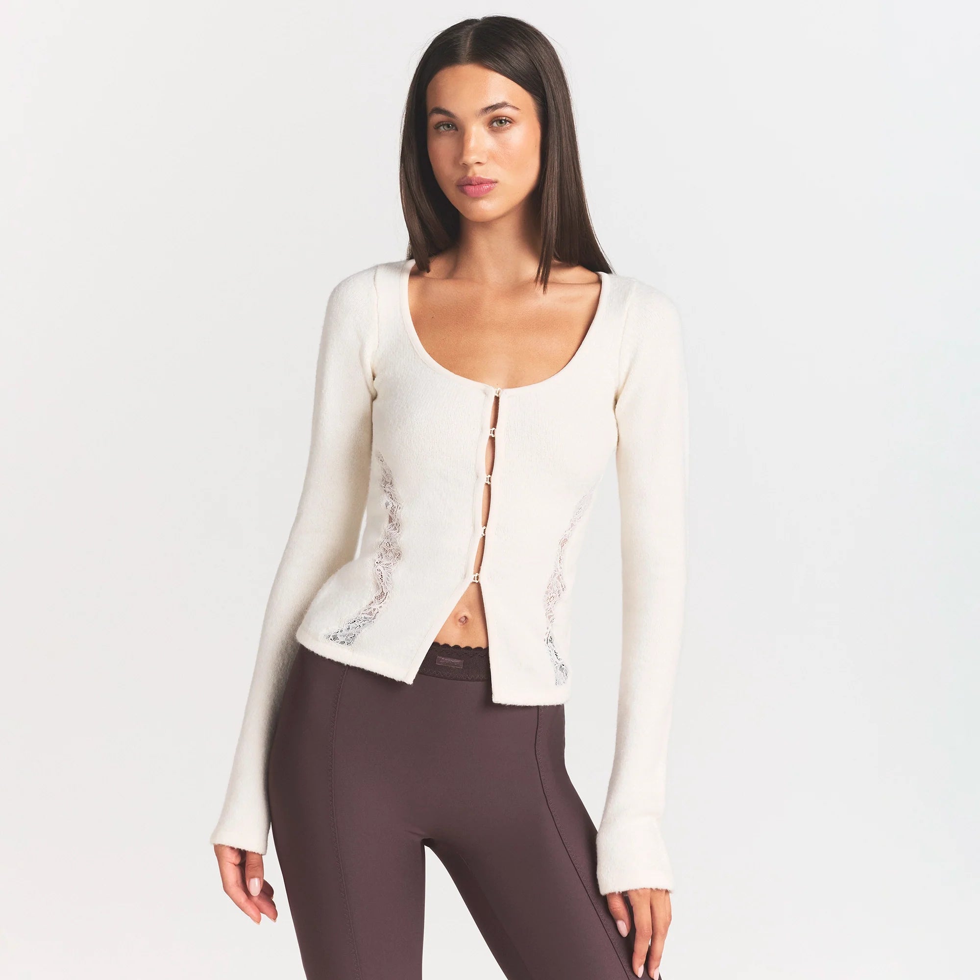 LACE KNIT LONG SLEEVE CARDIGAN | SUGAR