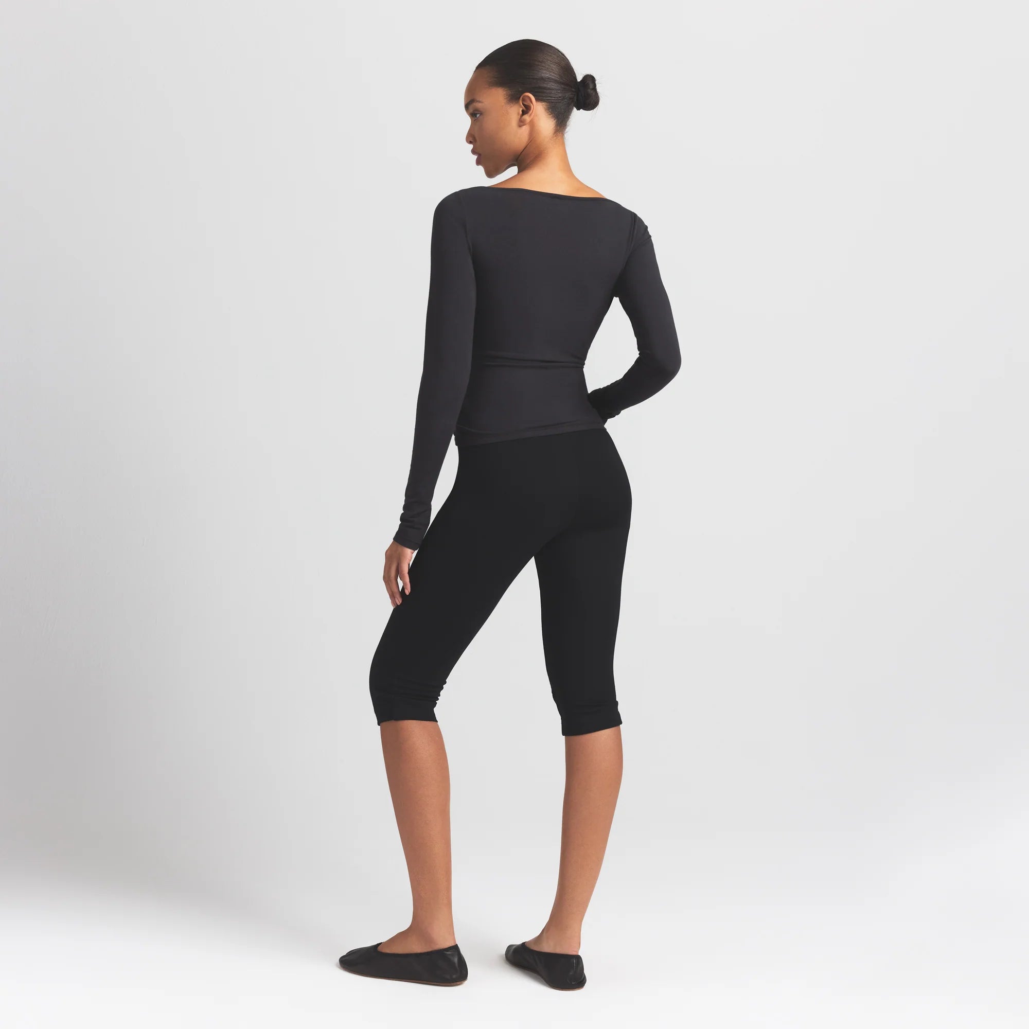 COTTON JERSEY LONG SLEEVE BOATNECK TOP | SOOT