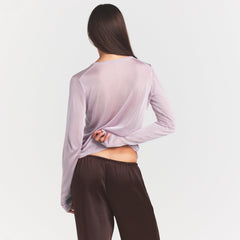 SLINKY KNIT CREW NECK LONG SLEEVE TOP | IRIS MICA