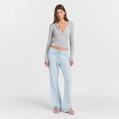 SHEER MODAL CREWNECK HENLEY | HEATHER GREY