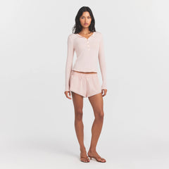 SHEER MODAL CREWNECK HENLEY | PRIMROSE