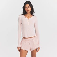 SHEER MODAL CREWNECK HENLEY | PRIMROSE