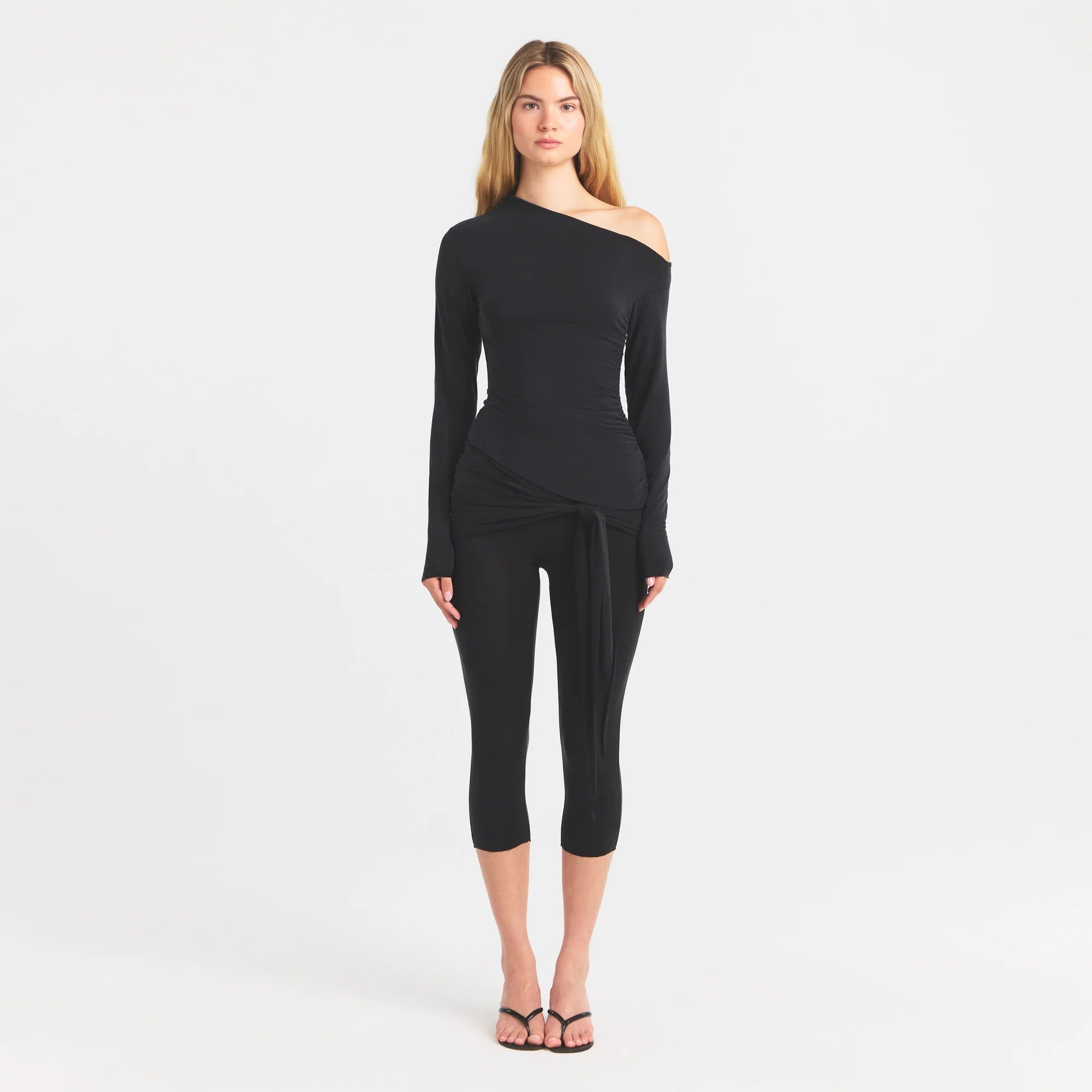 CUPRO JERSEY ASYMMETRICAL TOP | OBSIDIAN