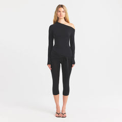 CUPRO JERSEY ASYMMETRICAL TOP | OBSIDIAN