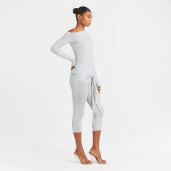 CUPRO JERSEY ASYMMETRICAL TOP | PEARL
