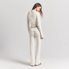 SWEATER KNITS RIBBED LONG SLEEVE FITTED CREW NECK | IVORY