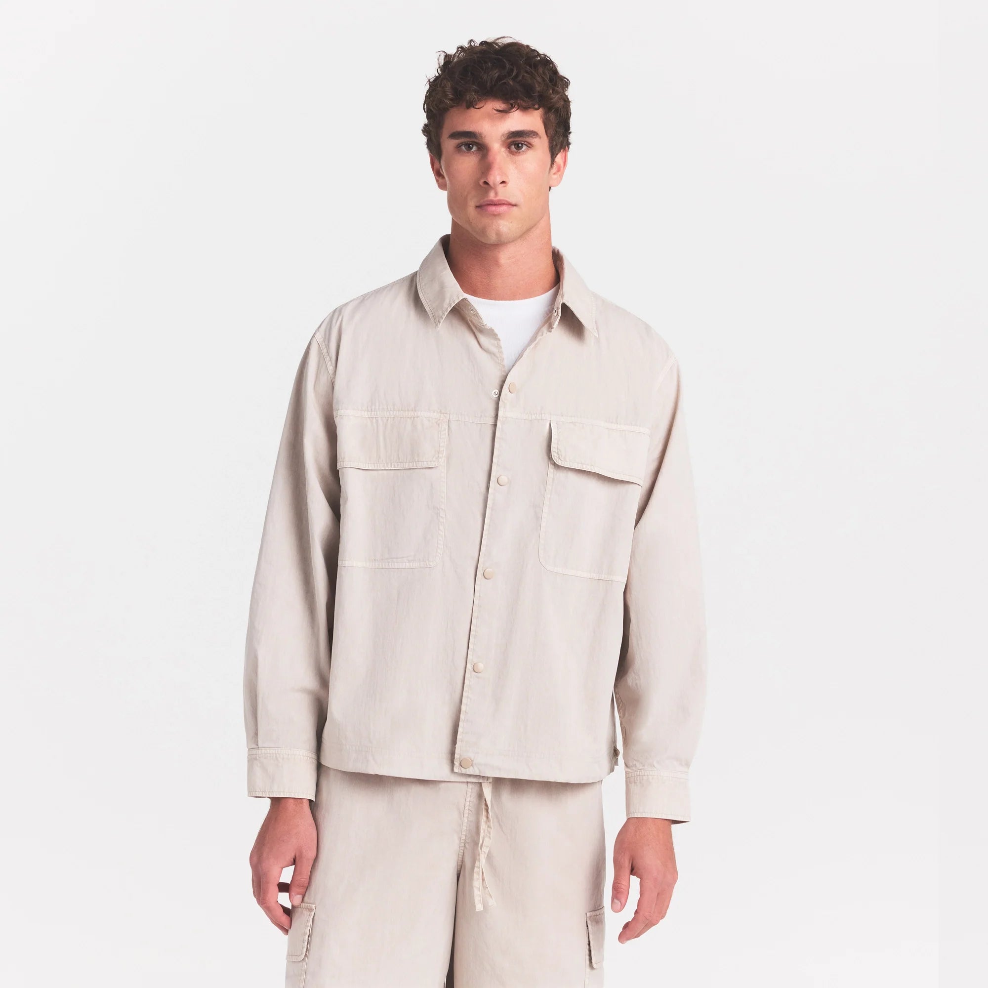 WOVEN MENS RELAXED SHIRT | STONE