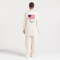 SKIMS FOR TEAM USA FLEECE UNISEX PARALYMPIC OVERSIZED SLEEP TOP | ECRU